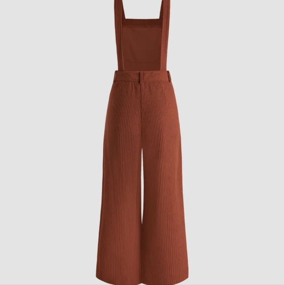 Burnt Orange Corduroy Jumpsuit Overalls Wide Leg XL - Picture 8 of 13